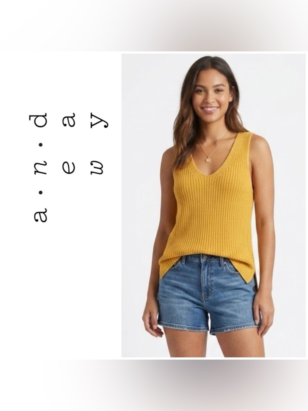 A new day Knit V-Neck Tank Top